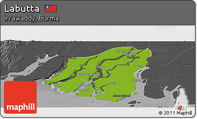 Physical Panoramic Map of Labutta, darken, desaturated