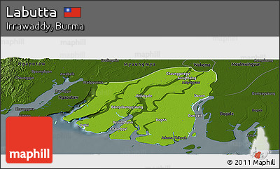 Physical Panoramic Map of Labutta, darken