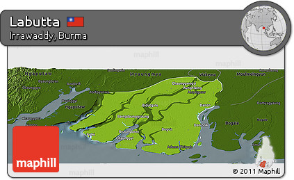 Physical Panoramic Map of Labutta, darken