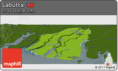 Physical Panoramic Map of Labutta, darken