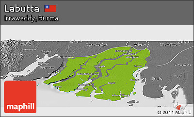 Physical Panoramic Map of Labutta, desaturated