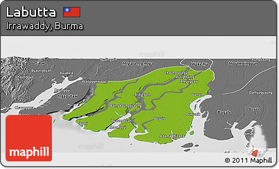 Physical Panoramic Map of Labutta, desaturated