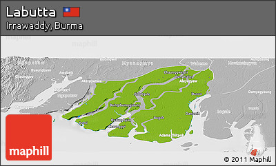 Physical Panoramic Map of Labutta, lighten, desaturated