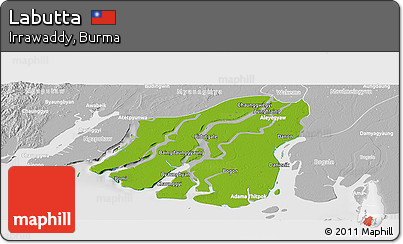 Physical Panoramic Map of Labutta, lighten, desaturated