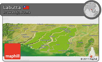 Physical Panoramic Map of Labutta, satellite outside