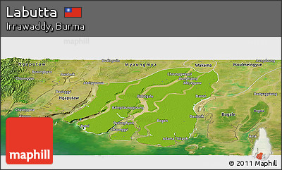 Physical Panoramic Map of Labutta, satellite outside