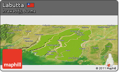 Physical Panoramic Map of Labutta, satellite outside