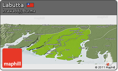 Physical Panoramic Map of Labutta, semi-desaturated