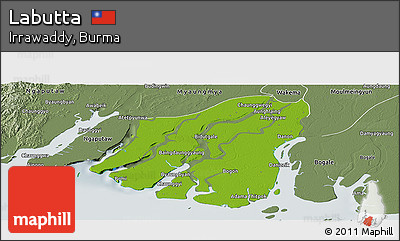 Physical Panoramic Map of Labutta, semi-desaturated
