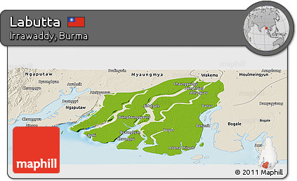 Physical Panoramic Map of Labutta, shaded relief outside