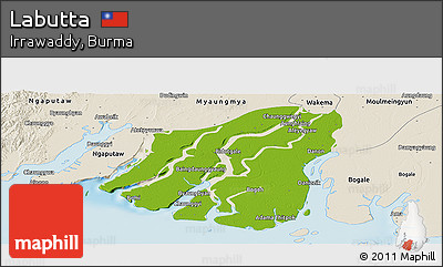 Physical Panoramic Map of Labutta, shaded relief outside