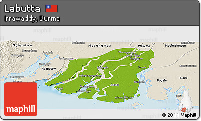 Physical Panoramic Map of Labutta, shaded relief outside