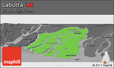 Political Panoramic Map of Labutta, darken, desaturated