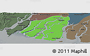 Political Panoramic Map of Labutta, darken, semi-desaturated