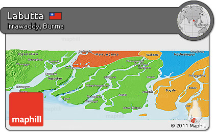 Political Panoramic Map of Labutta