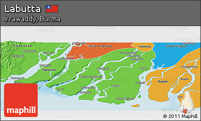Political Panoramic Map of Labutta
