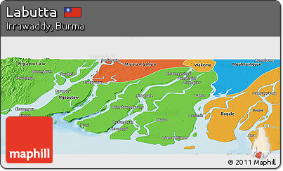 Political Panoramic Map of Labutta