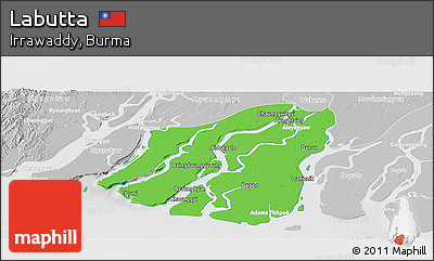 Political Panoramic Map of Labutta, lighten, desaturated