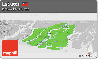 Political Panoramic Map of Labutta, lighten, desaturated