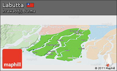 Political Panoramic Map of Labutta, lighten