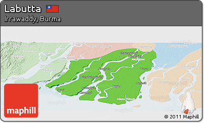 Political Panoramic Map of Labutta, lighten