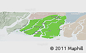 Political Panoramic Map of Labutta, lighten, semi-desaturated