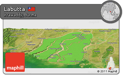 Political Panoramic Map of Labutta, satellite outside