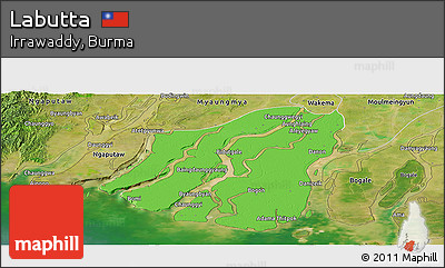 Political Panoramic Map of Labutta, satellite outside
