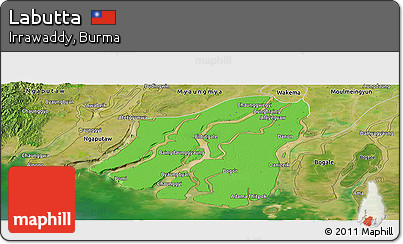 Political Panoramic Map of Labutta, satellite outside