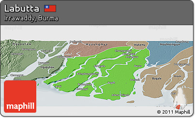 Political Panoramic Map of Labutta, semi-desaturated