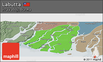 Political Panoramic Map of Labutta, semi-desaturated