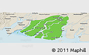 Political Panoramic Map of Labutta, shaded relief outside