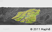 Satellite Panoramic Map of Labutta, darken, desaturated