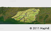 Satellite Panoramic Map of Labutta, darken
