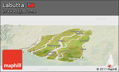 Satellite Panoramic Map of Labutta, lighten