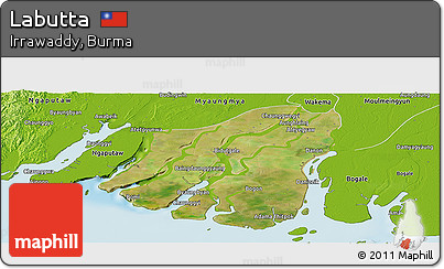 Satellite Panoramic Map of Labutta, physical outside