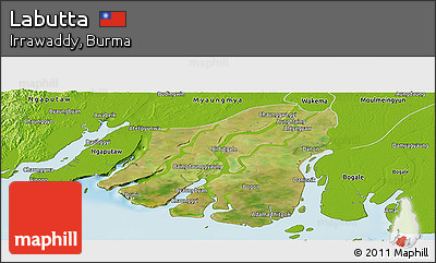 Satellite Panoramic Map of Labutta, physical outside