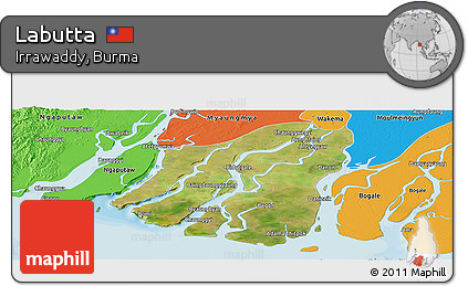Satellite Panoramic Map of Labutta, political outside