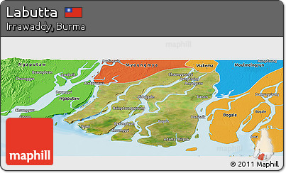 Satellite Panoramic Map of Labutta, political outside