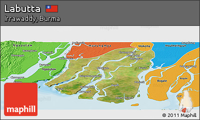 Satellite Panoramic Map of Labutta, political outside