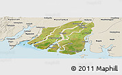 Satellite Panoramic Map of Labutta, shaded relief outside