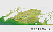 Satellite Panoramic Map of Labutta, single color outside