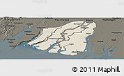 Shaded Relief Panoramic Map of Labutta, darken