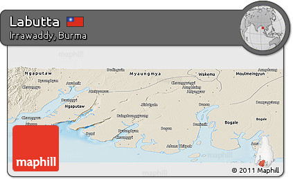 Shaded Relief Panoramic Map of Labutta
