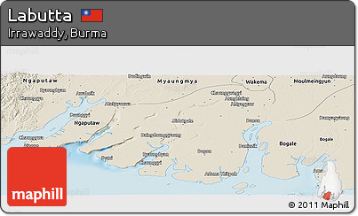 Shaded Relief Panoramic Map of Labutta