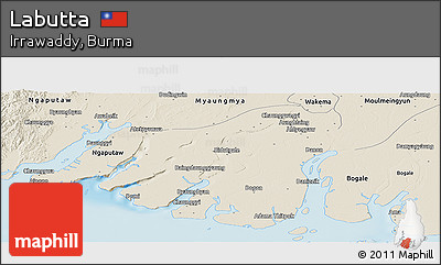 Shaded Relief Panoramic Map of Labutta