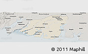 Shaded Relief Panoramic Map of Labutta, semi-desaturated