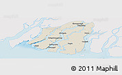 Shaded Relief Panoramic Map of Labutta, single color outside