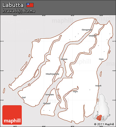 Classic Style Simple Map of Labutta, cropped outside