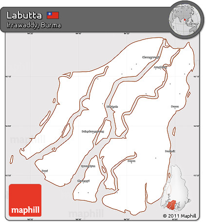 Classic Style Simple Map of Labutta, cropped outside